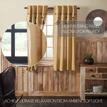 Pip Vinestar Short Panel with Attached Scalloped Layered Valance Set of 2 63x36 - The Fox Decor